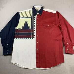Vintage Roper‎ Shirt Mens Large Aztec Western Pearl Snap Rodeo USA 90s Patriotic